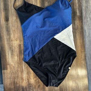 NWOT SUMMERSALT Color-blocking Long Torso Marina Blue and Black One Piece